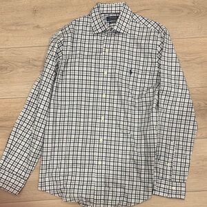 Polo by Ralph Lauren Men's White and Blue Plaid Shirt